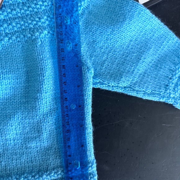 Hand Knit Blue Cardigan - Picture 2 of 4